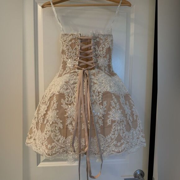NWOT BRONX AND BANCO Maraya Blanc Lace Mini Dress - Picture 14 of 16